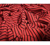 Stretch Spandex Rib Jersey Knit Fabric, per metre - Stripe - red & Black