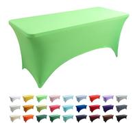 Stretch Spandex Tablecloth, Rectangular Table Cover 4FT / 6FT / 8FT, Washable and Wrinkle Resistant Market Stall Table Cover for Banquet Folding Table Event Wedding (Green Light,6FT - 2 Pack)