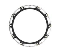 Stretch Steering Wheel Cover Cute Panda Heart Printed Fabric Steering Wheel Cover Steering Wheel Protective Cover Auto Parts For Most Cars