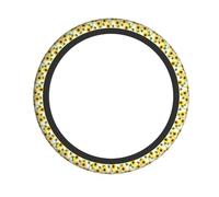 Stretch Steering Wheel Cover Sunflower Sun Flower Printed Fabric Steering Wheel Cover Steering Wheel Protective Cover Auto Parts For Most Cars