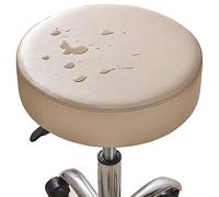 Stretch Stool Covers Round 2/4/6 Pack Waterproof PU Leather Bar Stool Slipcovers Round Bar Stool Seat Cover With Elastic Bands Durable Round Chair Cover For 12-15 Inch Round Chair ( Color : Khaki , Si