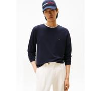 Organic Cotton Stretch T-Shirt in Slim Fit with Long Sleeves Navy Blue