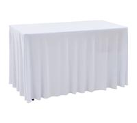Stretch Table Cover 243x76x74cm White 90%Polyester10%Elastane FittedSkirt 2pcs.