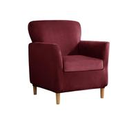 Stretch Velvet Armchair & Ottoman Covers Reversible Square Slipcovers for Tub Chairs Fur Protector Elegant Wine Red Perfect for Banquets & Living Rooms