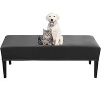 Stretch Velvet Bench Slipcover - Washable & Durable Rectangle Seat Protector For Dining, Living Room, Bedroom, Kitchen, Hotel - Anti-cat Scratch Black