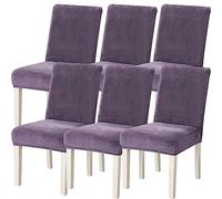 Stretch Velvet Chair Covers for Dining Chairs Set of 2/4/6 /8Removable Velour Dining Chair Covers Plush Chair Slip Covers for Dining Room,Hotel,Kitchen,Ceremony (Color : Purple, Size : 6)