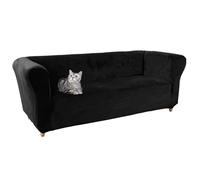 Stretch Velvet Chesterfield Sofa Cover 1/2/3 Piece Washable Slipcovers for Curved Settee Fitted Furniture Protector Black Couch Cover and Cushion - Elegant Home Décor