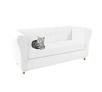 Stretch Velvet Chesterfield Sofa Cover 1/2/3Piece Set Washable Slipcovers for Curved Settee Fitted Couch Protector White Loveseat + 1 pc 2Seat Furniture Cover