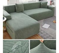 Stretch Velvet Corner Sofa Covers - Waterproof Fitted Recliner Protector for 1/2/3/4 Seaters - Stylish Furniture Cover 235-300cm Ideal for Garden & Living Room