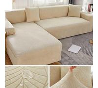 Stretch Velvet Corner Sofa Covers - Waterproof L-Shaped Fitted Protector for 1/2/3/4 Seater Recliners - Stylish Garden Sofa Slipcover (F-185-230cm)