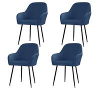 Stretch Velvet Curved Back Dining Chair Covers, 4pcs Removable Swivel Bar Stool Slipcovers with Arms, Dark Blue Armchair Protectors for Home Decor