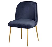 Stretch Velvet Dining Chair Cover - Mid Century Modern Slipcover for Curved Back Accent Chairs - 1PCS Water Blue Upholstery for Kitchen & Living Room