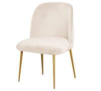 Stretch Velvet Dining Chair Cover Slipcover for Curved Back Mid Century Modern Accent Chairs Set of 2 Gray Perfect K and Living Room (Beige 1PCS)