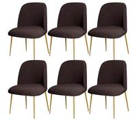 Stretch Velvet Dining Chair Cover Slipcover for Curved Back Mid Century Modern Accent Chairs Set of 2 Gray Perfect K and Living Room (Brown a 6PCS)