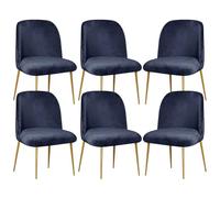 Stretch Velvet Dining Chair Cover Slipcover for Curved Back Mid Century Modern Accent Chairs Set of 2 Gray Perfect K and Living Room (Water Blue 6PCS)