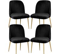 Stretch Velvet Dining Chair Cover Slipcover for Curved Back Mid Century Modern Accent Chairs Set of 2 Gray Perfect K and Living Room (Black 4PCS)