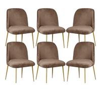 Stretch Velvet Dining Chair Cover Slipcover for Curved Back Mid Century Modern Accent Chairs Set of 2 Gray Perfect K and Living Room (Brown 6PCS)
