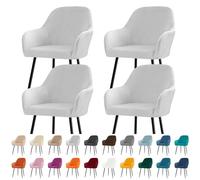 Stretch Velvet Dining Chair Covers Set of 4Removable Washable Slipcovers for Curved or SemiCircle Back Chairs Stylish Seat Protector for Kitchen Banquet Wedding (Light Gray)