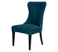 Stretch Velvet Dining Chair Covers Wingback Slipcovers for Kitchen & Home Decor - Deep Teal 4-Pack Chair Protectors for Elegant Style & Comfort