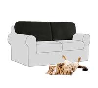 Stretch Velvet Non-Slip Sofa Backrest Covers - 2-Pack Couch Slipcovers for Chesterfield & RV Dinette - Haze Black Large Size & Stylish Protection