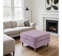 Stretch Velvet Ottoman Cover Non-Slip Pouffe Slipcover with Elastic Ties Footstool Protector for Folding Storage Ottoman (Pink Square-L Shape)