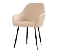 Stretch Velvet Slipcovers for Dining & Office Chairs 2-Pack Curved Back Universal Fit Machine Washable Spill-Resistant - Khaki Ideal for Accent & Swivel Chairs