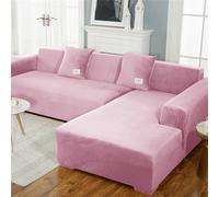 Stretch Velvet Sofa Cover, 1/2/3/4 Seater, Decorative Couch Slipcover for Living Room, Four Seasons Protection, Machine Washable (Rose, 2 Seater)