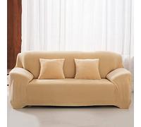 Stretch Velvet Sofa Cover for 1-4 Seater Thick Fur Protector Non-Slip Couch Slipcover Cat Scratch Resint Fits 180-230cm Sofas Yellow Color