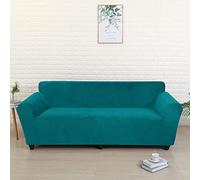 Stretch Velvet Sofa Cover Soft Non-Slip Couch Protector Washable Fur Cover for Pets - Blue Fits 1-Seater (90-140 cm) - Dog & Cat Friendly