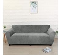 Stretch Velvet Sofa Cover Soft Non-Slip Couch Protector Washable Pet-Friendly Fur Cover for Dogs - Blue - 1-Seater (90-140 cm)