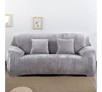 Stretch Velvet Sofa Cover Thick Slipcover for 1-4 Seater Sofa Pet-Friendly Non-Slip Couch Protector Cat Scratch Resint Fits 180-230cm Grey Sofa