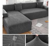 Stretch Velvet Sofa Covers for Corner Recliner - Waterproof Fitted Protector for 1/2/3/4 Seater Sofas, L S Slipcovers, Fits H 235-300cm, Garden Decor