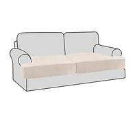 Stretch Velvet Sofa Covers Set of 2, Elastic Chair & Single Sofa Slipcovers, Soft White Fabric, Furniture Protector for Living Room, Stylish Home Décor