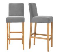 Stretch Velvet Swivel Bar Stool Covers6 Pack Low Back Slipcovers for Counter & Pub Chairs Durable Protector for Dining Height Chairs (Grey)