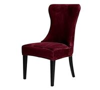 Stretch Velvet Wingback Chair Covers Set of 2/4/1 - Machine Washable Slipcovers for Dining Room Banquet & Home Decor - Stylish Armchair Protectors E