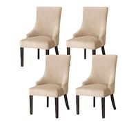 Stretch Velvet Wingback Chair Slipcover Set - Removable & Washable Armless Cover for Dining Room & Banquet - Soft Stylish Protection - 4 Pieces