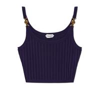 Stretch Viscose Mesh Ribbed Knit Top - female - Versace - Sleeveless Tops - Purple - S - Tops S
