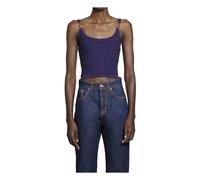 Stretch Viscose Mesh Ribbed Knit Top - female - Versace - Sleeveless Tops - Purple - XS - Tops XS
