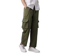 Stretch Waist Mens Trousers Lightweight Golf Trousers Plus Size Solid Color Breathable Cargo Pants Multi-Pocket Tracksuit Bottoms Outdoor Baggy Casual Pants for Business, Casual, Golf, Office Green
