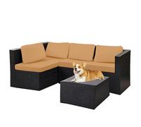 Stretch Waterproof Sofa CoverElastic Slipcover Protector for 1/2/3 Seater Garden Furniture Rattan Outdoor Bench Cushions (Camel 6PCS) Durable & Stylish