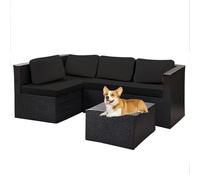 Stretch Waterproof Sofa Cushion CoverElastic Slipcover Protector for 1/2/3 Seater Garden Furniture Outdoor Rattan & Bench Cushions Black (6PCS) Durable Easy Fit