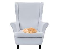 Stretch Wingback Chair Slipcovers, Wing Back Chair Covers Set of 2, Armchair Cover for Living Room, with Elastic Bottom (White)