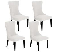 Stretch Wingback Side Chair Slipcover - Washable Spandex Armless Covers for Dining Chairs 4 Pack White - Durable Protector for Armchairs Easy to Remove & Clean