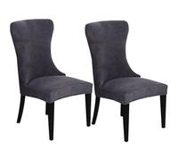 Stretch Wingback Side Chair Slipcovers Washable Removable Armless Covers for Dining ChairsDark Grey 2 PackArm Protector for Enhanced Style & Comfort