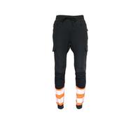 Stretch Work Trouser | Contrast Hi-Vis Work Jogger With Knee Pad Pockets | Optional Holster Pockets | Ribbed Ankle & Waistband | Orange Or Yellow (UK, Alpha, 3XL, Slim, Regular, Black / Orange)