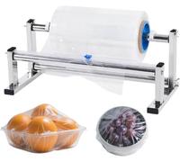 Stretch Wrap Dispenser with Slide Cutter, Manual Table Film Wrapping Machine for Restaurant Supermarket Fruit Shop, 3-in-1 Fixing Method for 40cm Rolls, Desktop Packing Tool