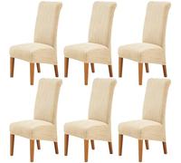 Stretch XL High Back Dining Chair Covers, Soft Slipcovers | Washable Spandex Textured for Dining Room Chair Khaki,6 Pack,Khaki,6 Pack