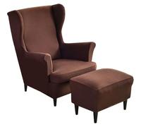 Stretchable 2-Piece Wingback Chair Cover Set with Ottoman Washable Protective Slipcovers for Living Room Furniture Spandex Stretch Covers - Pack of 3