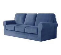Stretchable 5 Piece 2 Seater Sofa Cover Set with 2 Cushions & 2 Backrest Covers Blu Marino Fits Standard Living Room Sofas Easy to Clean & Install