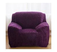 Stretchable Armchair Cover, Universal 2-Seater Sofa Slipcover, Solid Color Purple, Polyester Fabric, Fur Protector for Living Room, Easy to Install and Clean